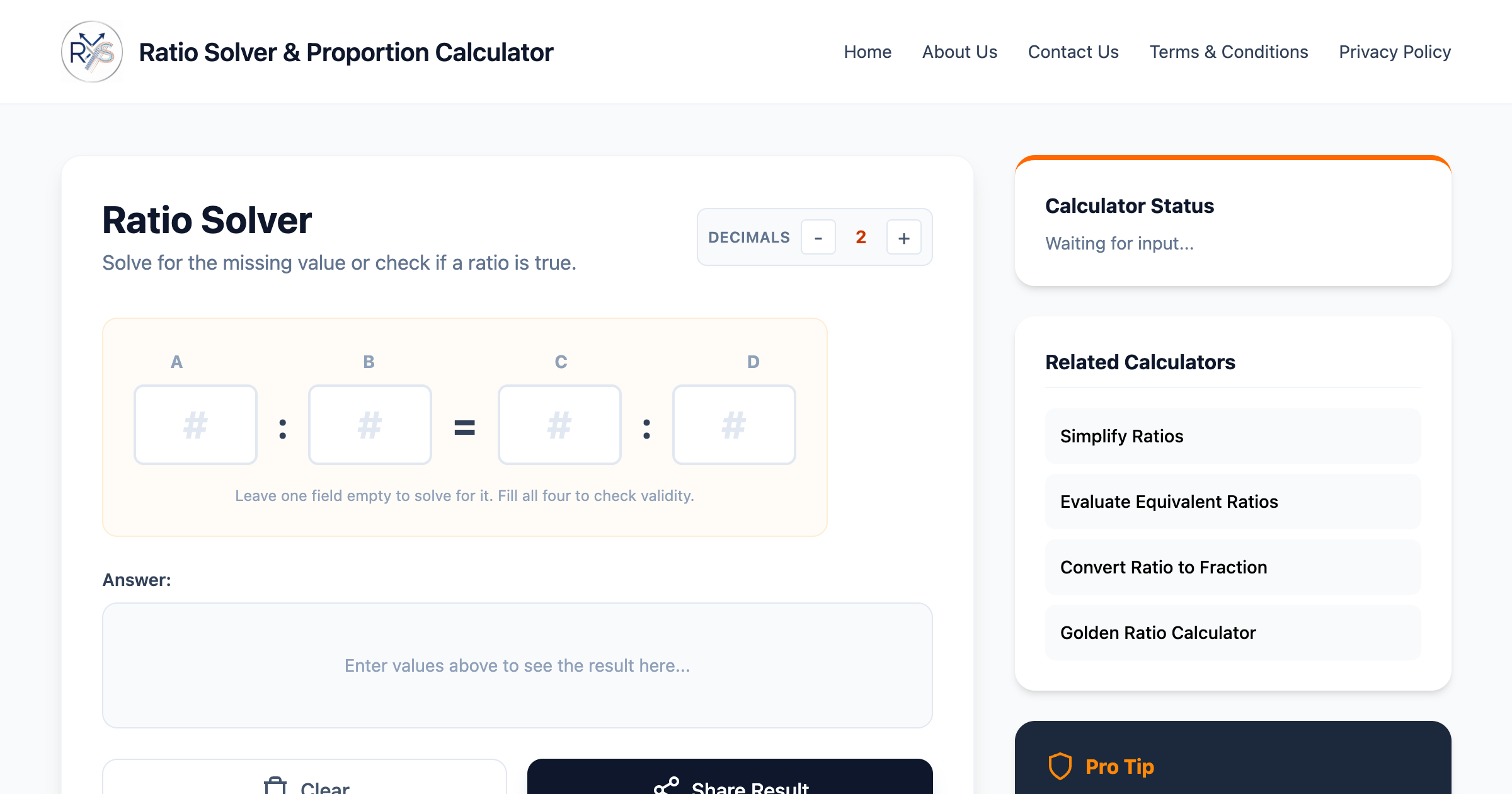 Proportion Finder Tool Proportion Geometry Calculator